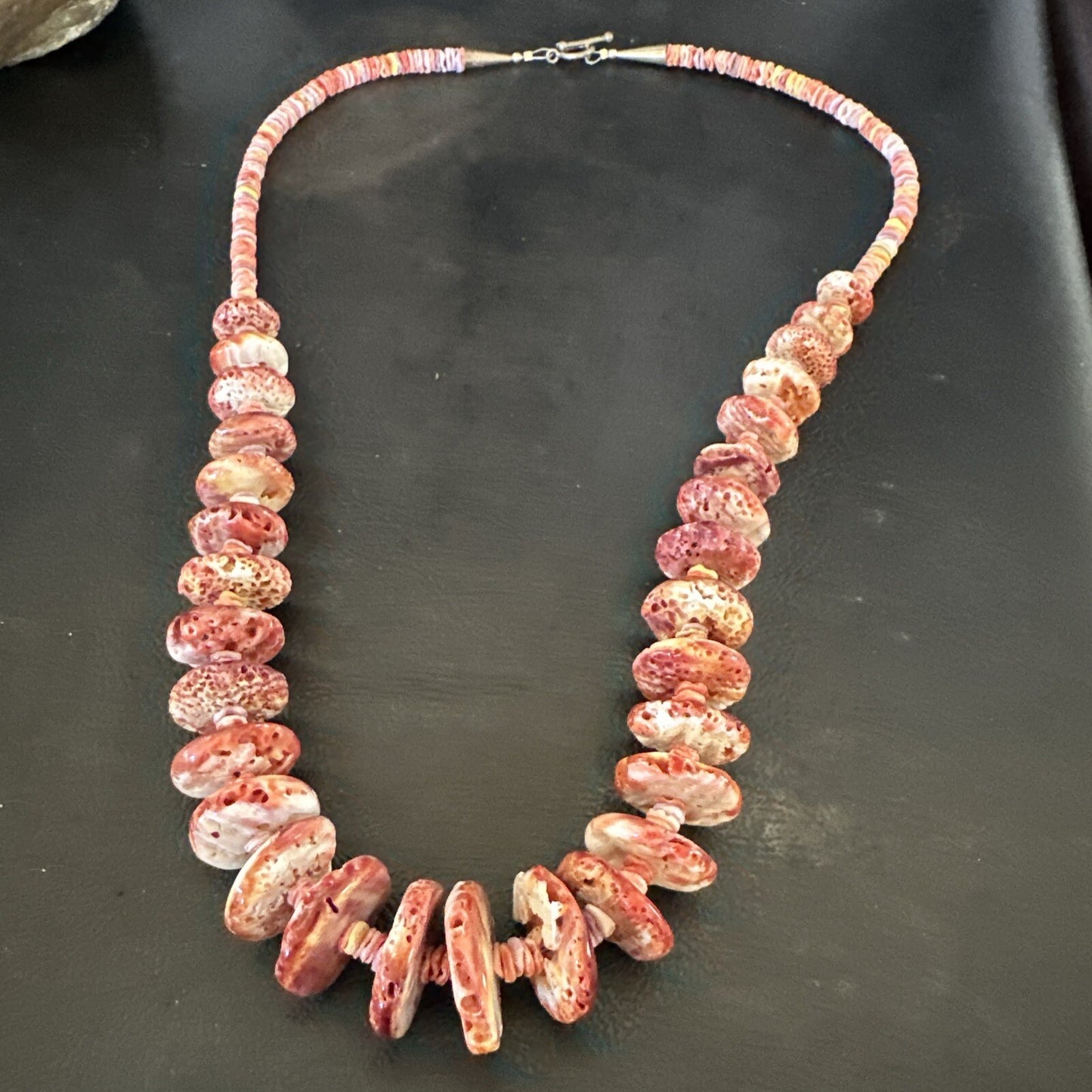 Purple Spiny Oyster Heishi Navajo Sterling Silver Necklace 24” 17781