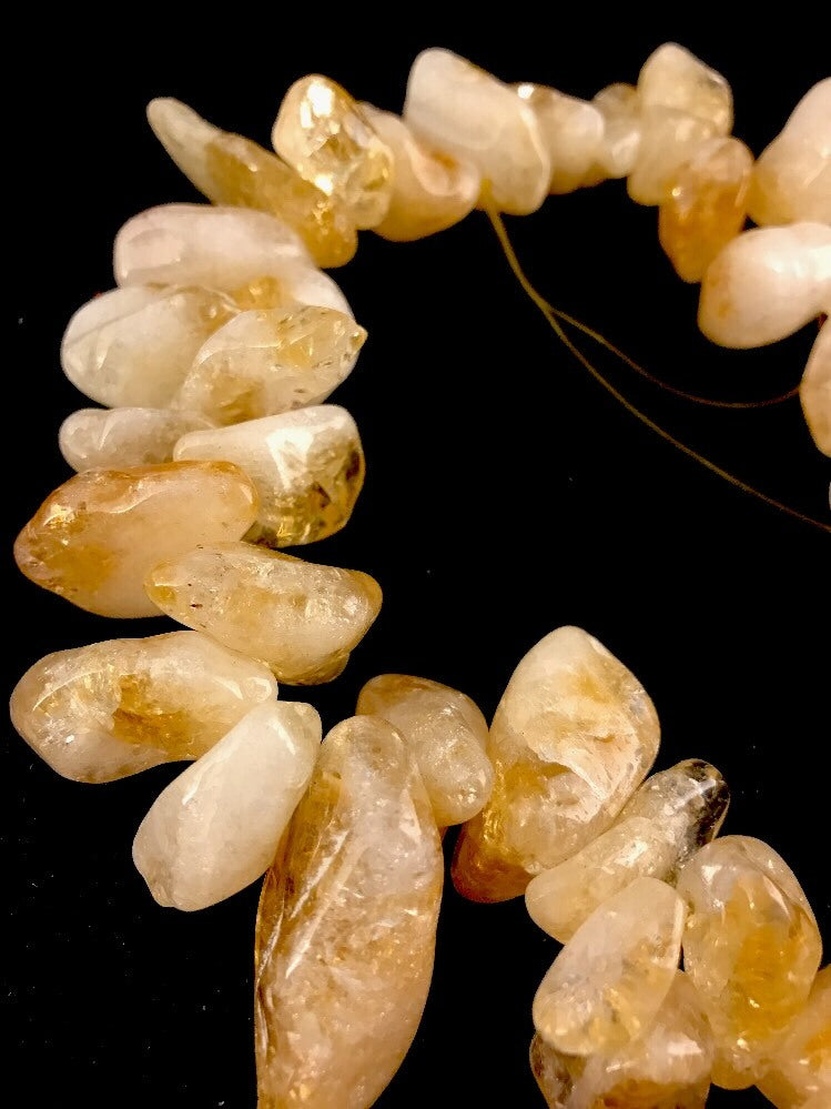 Yellow Citrine Large Strand Chunky Nuggets Bracelet 03851