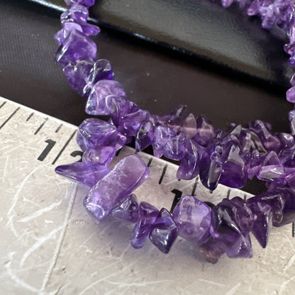 Purple Amethyst Southwestern Nugget Bead Sterling Silver Necklace 27” 19017