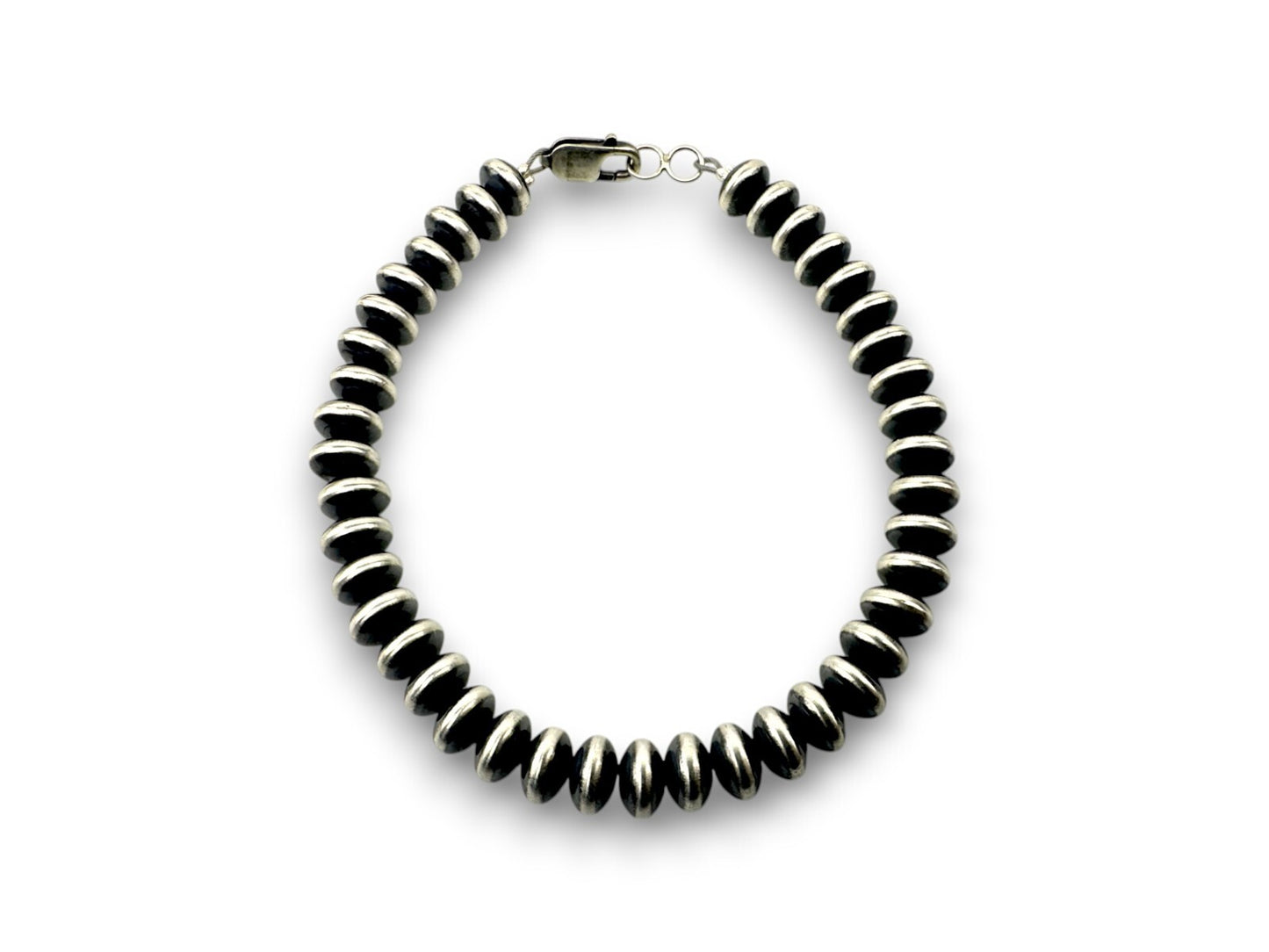 Navajo Sterling Silver Rondelles Saucer Flat Bead Bracelet 6mm 6" 97606