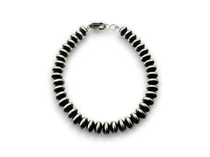 Navajo Sterling Silver Rondelles Saucer Flat Bead Bracelet 6mm 6" 97606