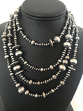 Navajo Mixed Beads 72"Necklace | Sterling Silver | Authentic Native American Handmade | 92324