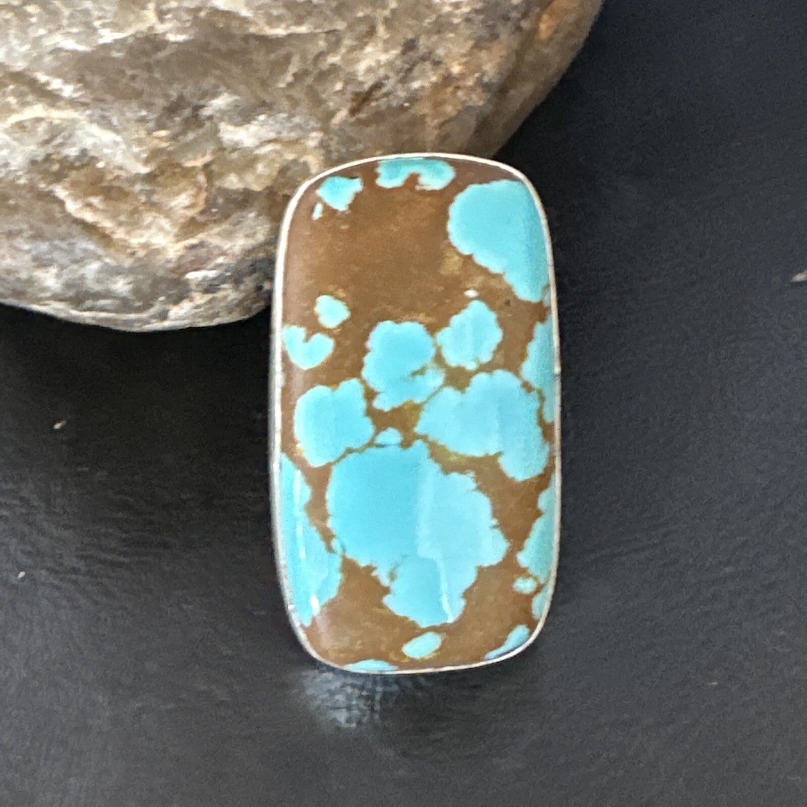 Blue Turquoise #8 Navajo Sterling Silver Ring Size 7 14961