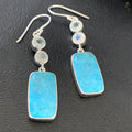Women's Blue Kingman Turquoise Navajo Earrings | Sterling Silver | Authentic Native American Handmade | 12036