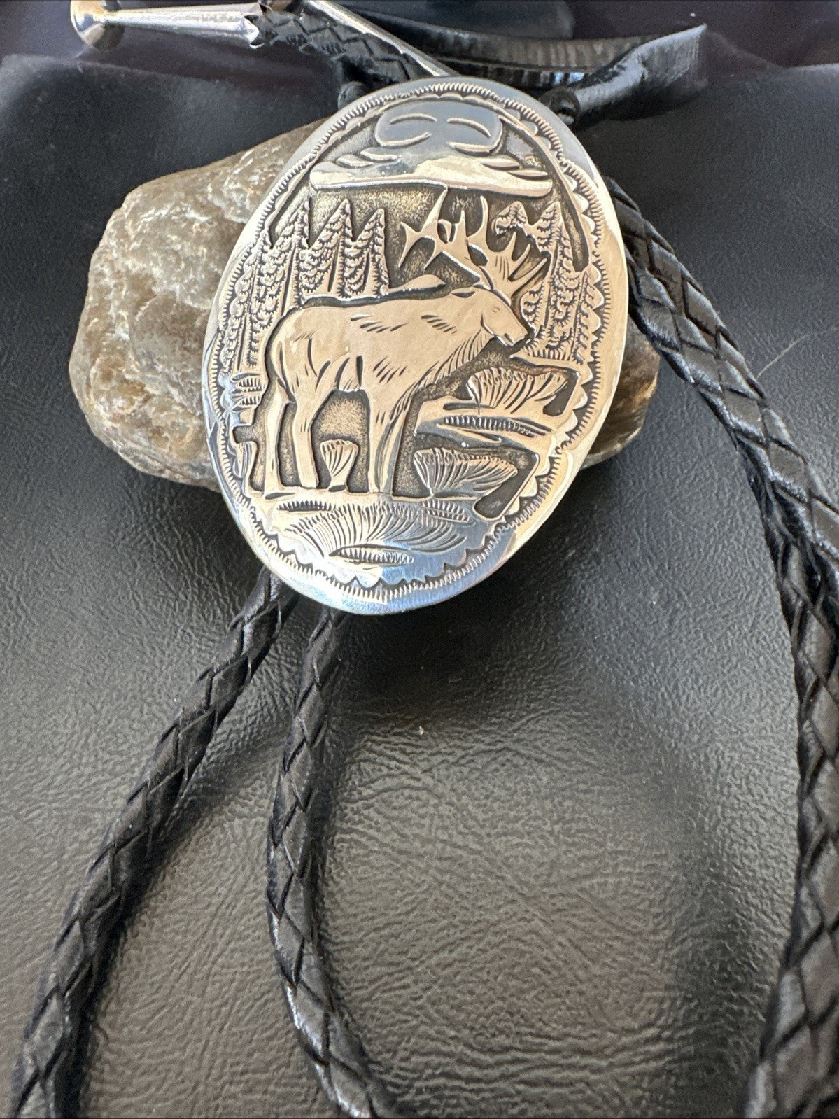 H Joe Mens Stamped Reindeer Navajo Sterling Silver Bolo Tie 19425