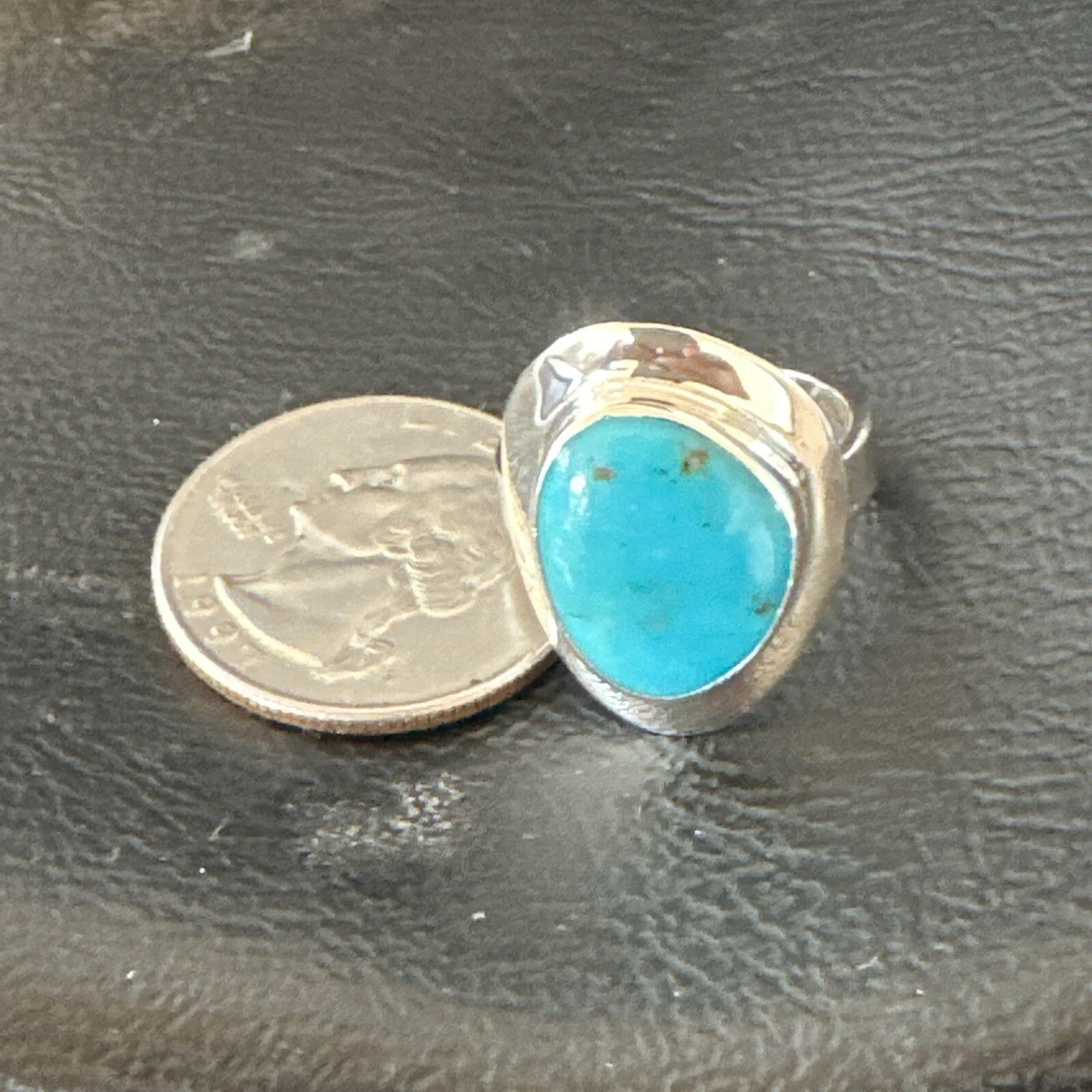 Southwestern Sterling Silver Blue Kingman Turquoise Ring Size 7 18503