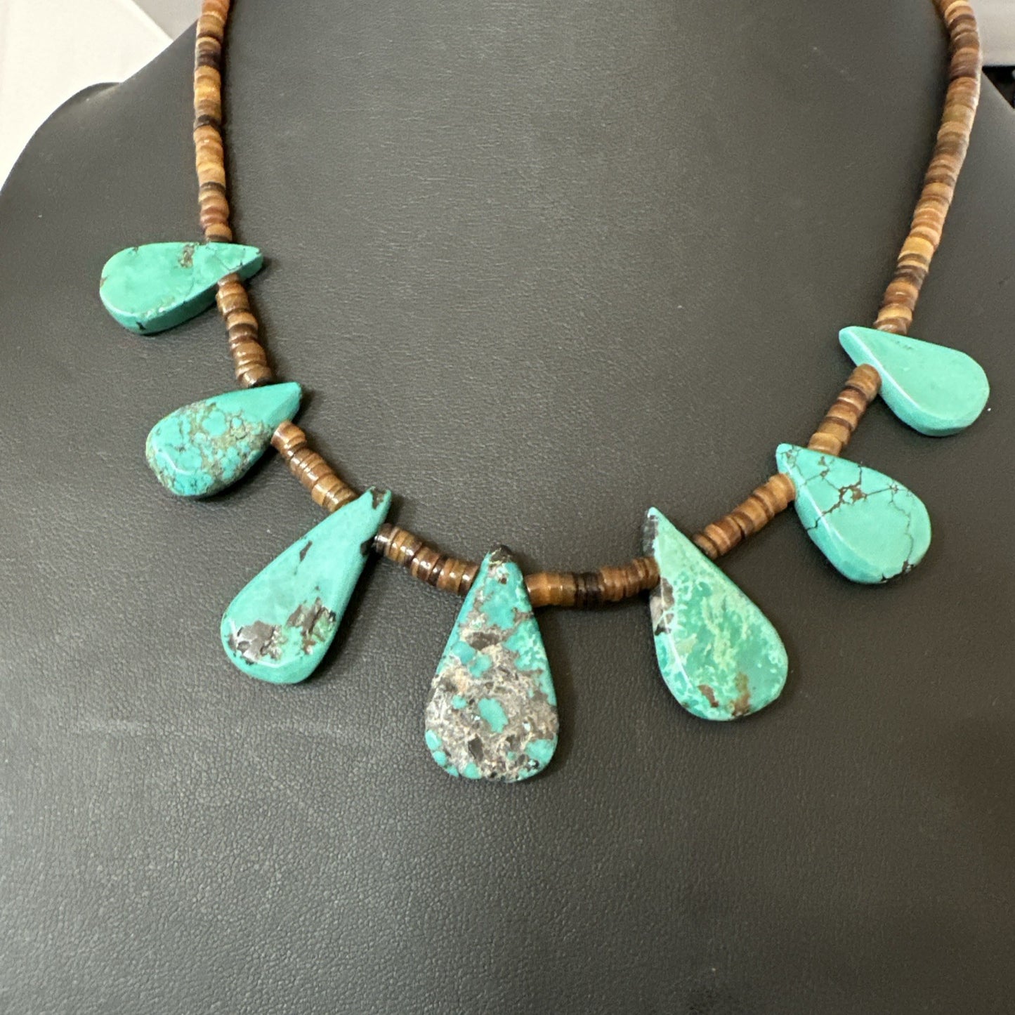 Southwestern Sterling Silver Blue Turquoise Shell 20" Necklace 19508