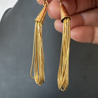 Liquid Sterling Silver Goldfilled 10 Strand Heishi Dangle 3" Earrings 19723