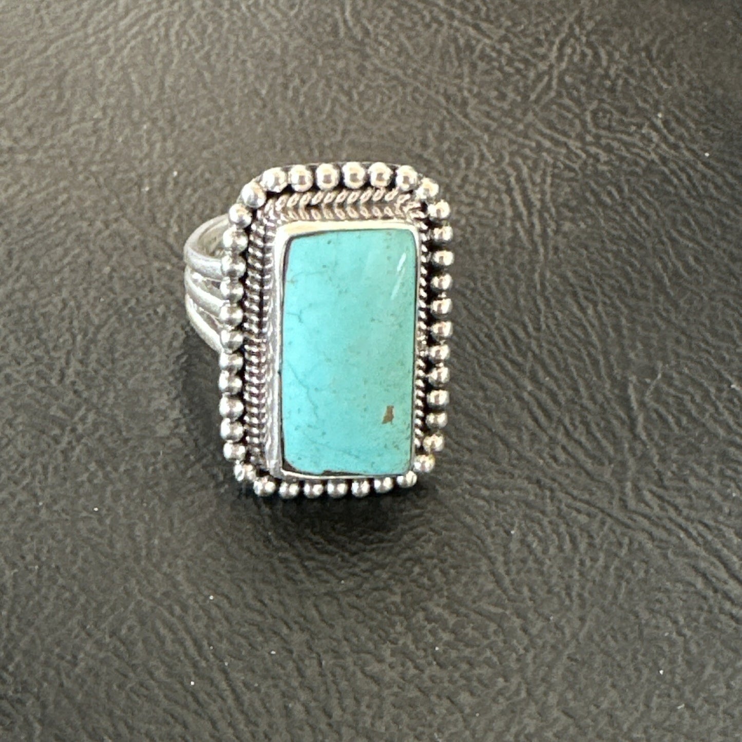 Blue Turquoise #8 Navajo Sterling Silver  Ring Size 6 18827