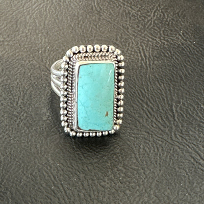 Blue Turquoise #8 Navajo Sterling Silver  Ring Size 6 18827
