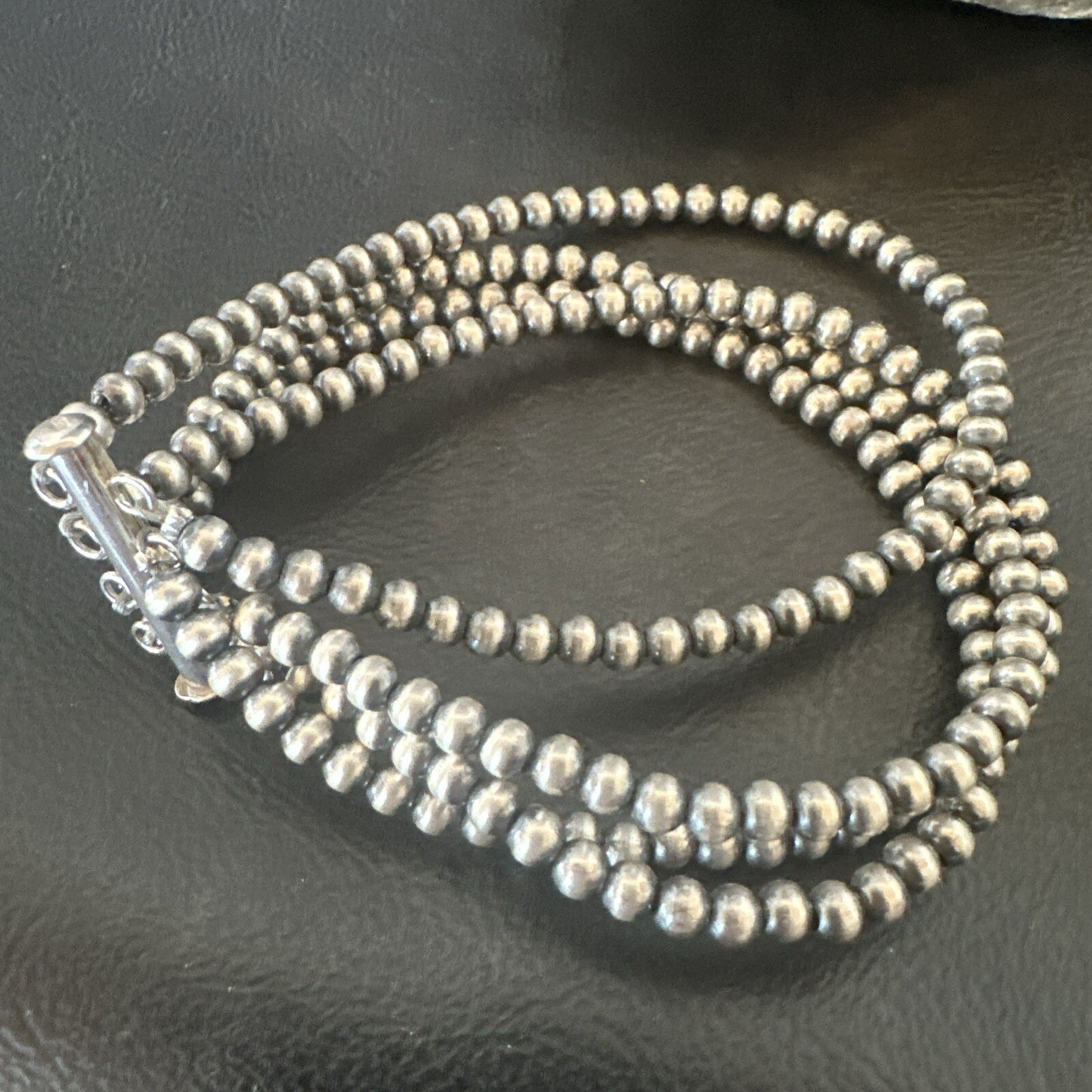 Southwestern Sterling Silver Beads 8" 4 Strand Bead Bracelet 18577