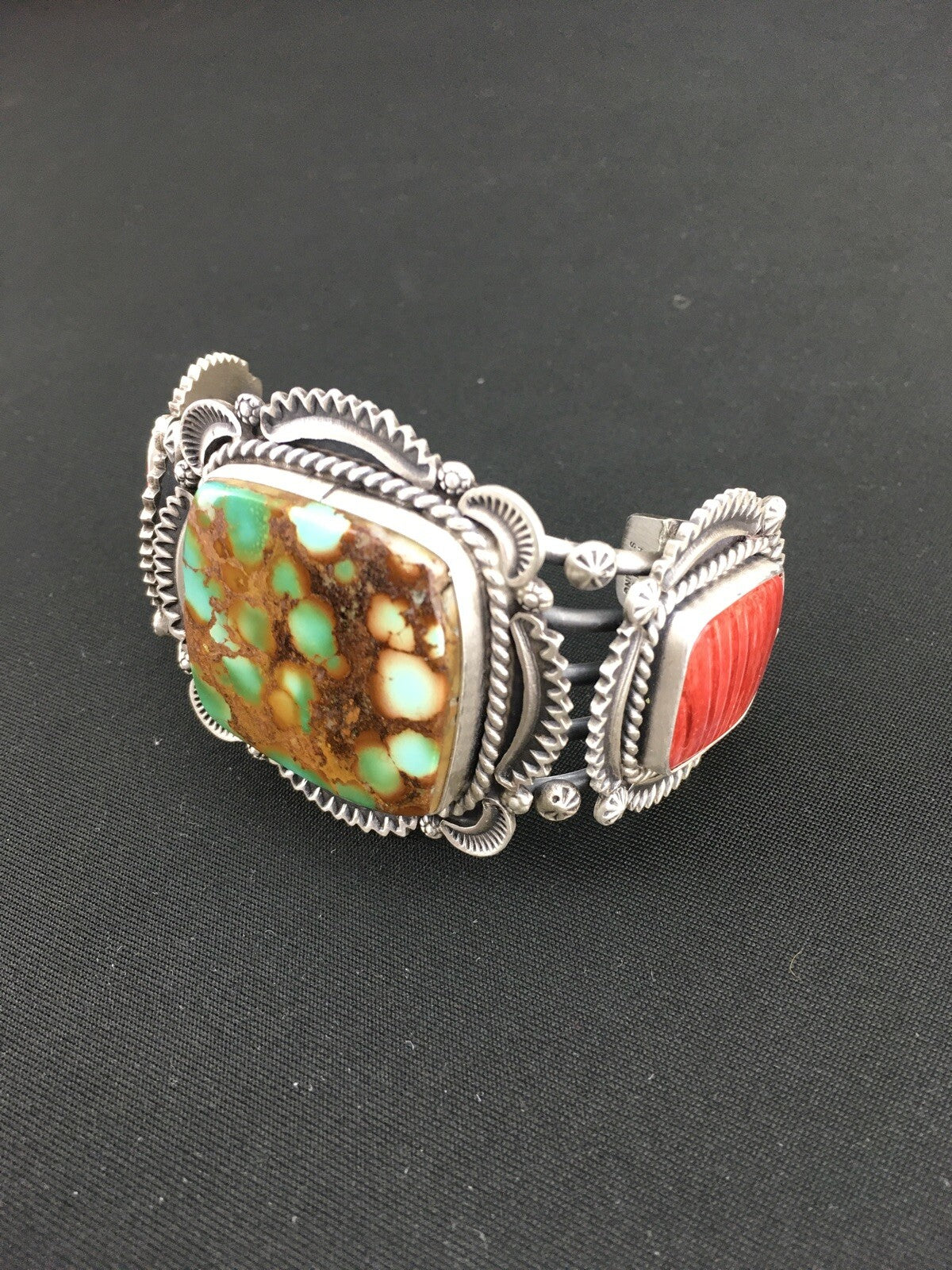 Royston Turquoise Spiny Oyster Navajo Sterling Silver Bracelet 1129
