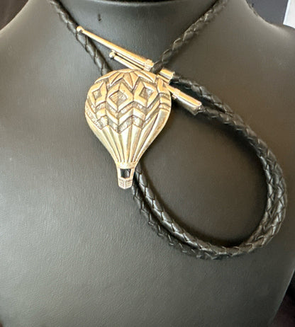 Mens Hot Air Balloon Navajo Sterling Silver Bolo Tie 18774