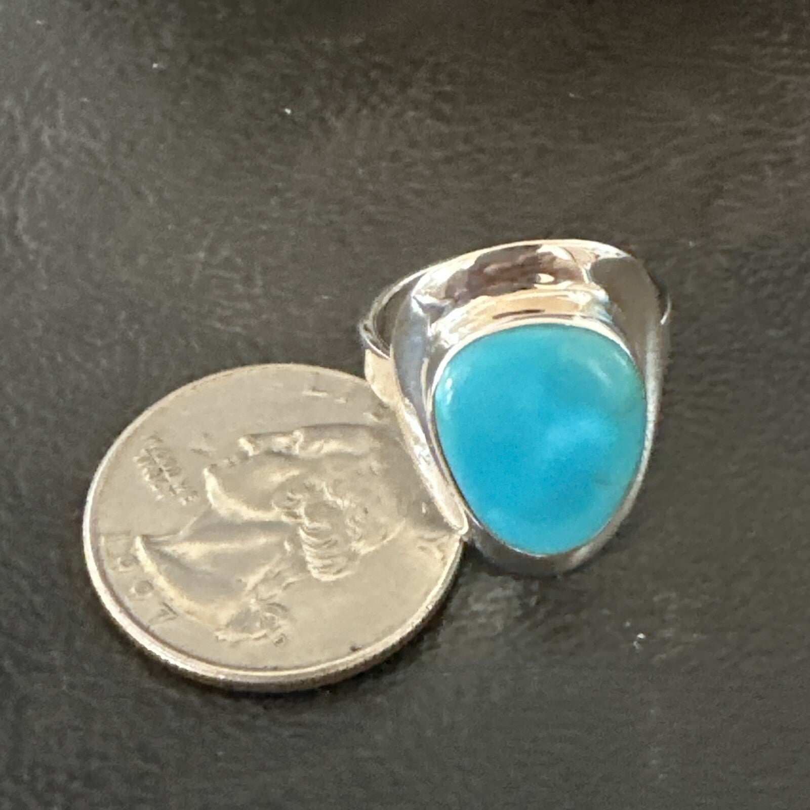 Southwestern Sterling Silver Blue Kingman Turquoise Ring Size 7 18508