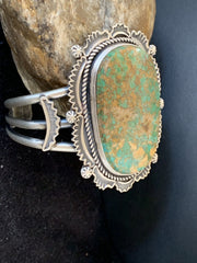Men's Royston Turquoise Navajo Cuff Bracelet | Sterling Silver | Authentic Native American Handmade | 1163