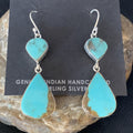Kingman Turquoise Handmade Navajo Dangle Earrings | Sterling Silver | Authentic Native American Handmade | 13899