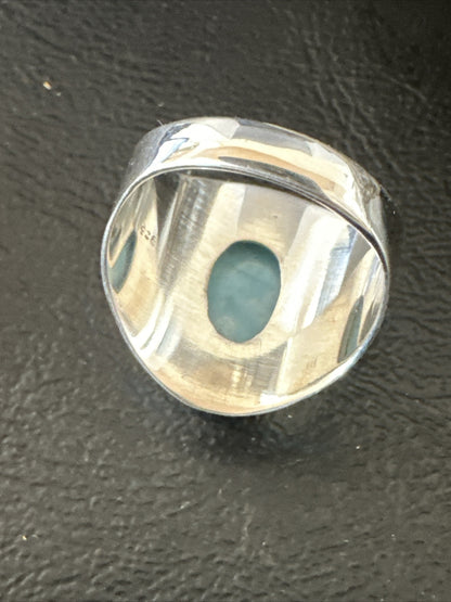 Womens Blue Larimar Navajo Sterling Silver Ring Size 9 17674