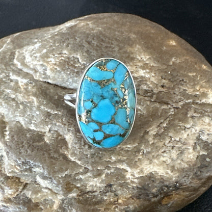 Mohave Native Navajo Sterling Silver Blue Turquoise Ring Sz 7 18240
