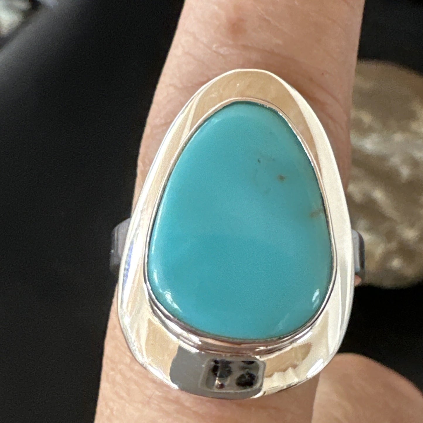 Blue Turquoise Spiny Oyster Southwestern Sterling Silver Ring Size 10 18531