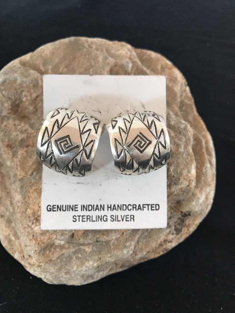 Navajo Sterling Silver Hand Stamped Handcrafted Post Earrings