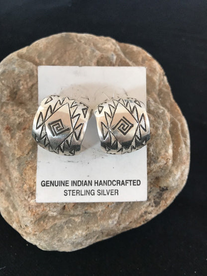 Navajo Sterling Silver Hand Stamped Handcrafted Post Earrings