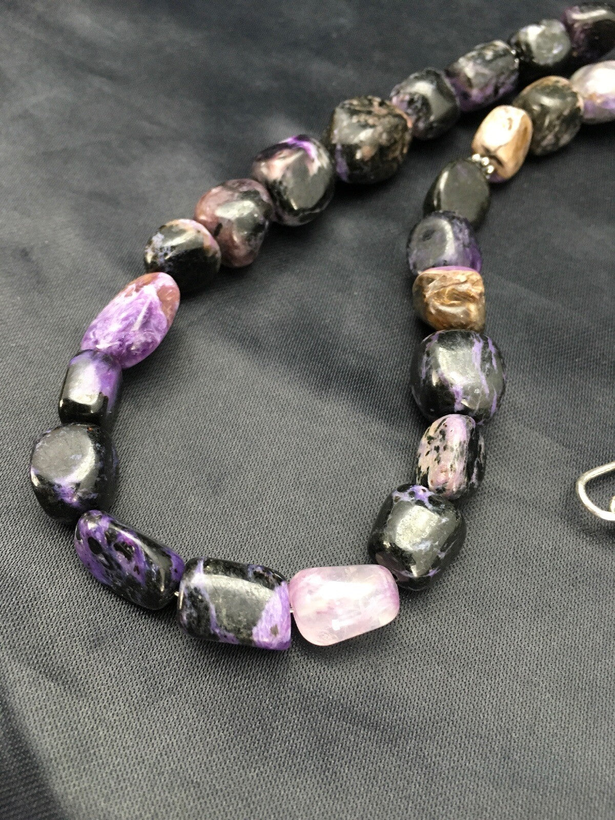 Purple Charoite Navajo Sterling Silver Beads Necklace 02700