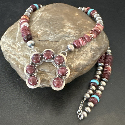 Purple Spiny Oyster Naja Pendant Turquoise Navajo Sterling Silver Necklace 18850