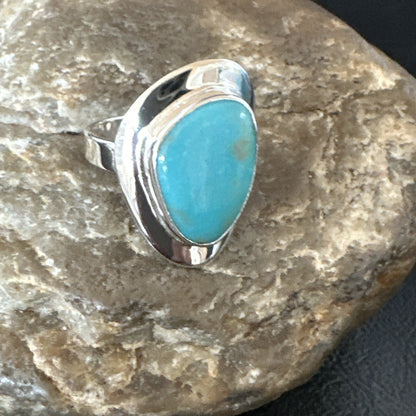 Southwestern Sterling Silver Blue Kingman Turquoise Ring Size 9 18529
