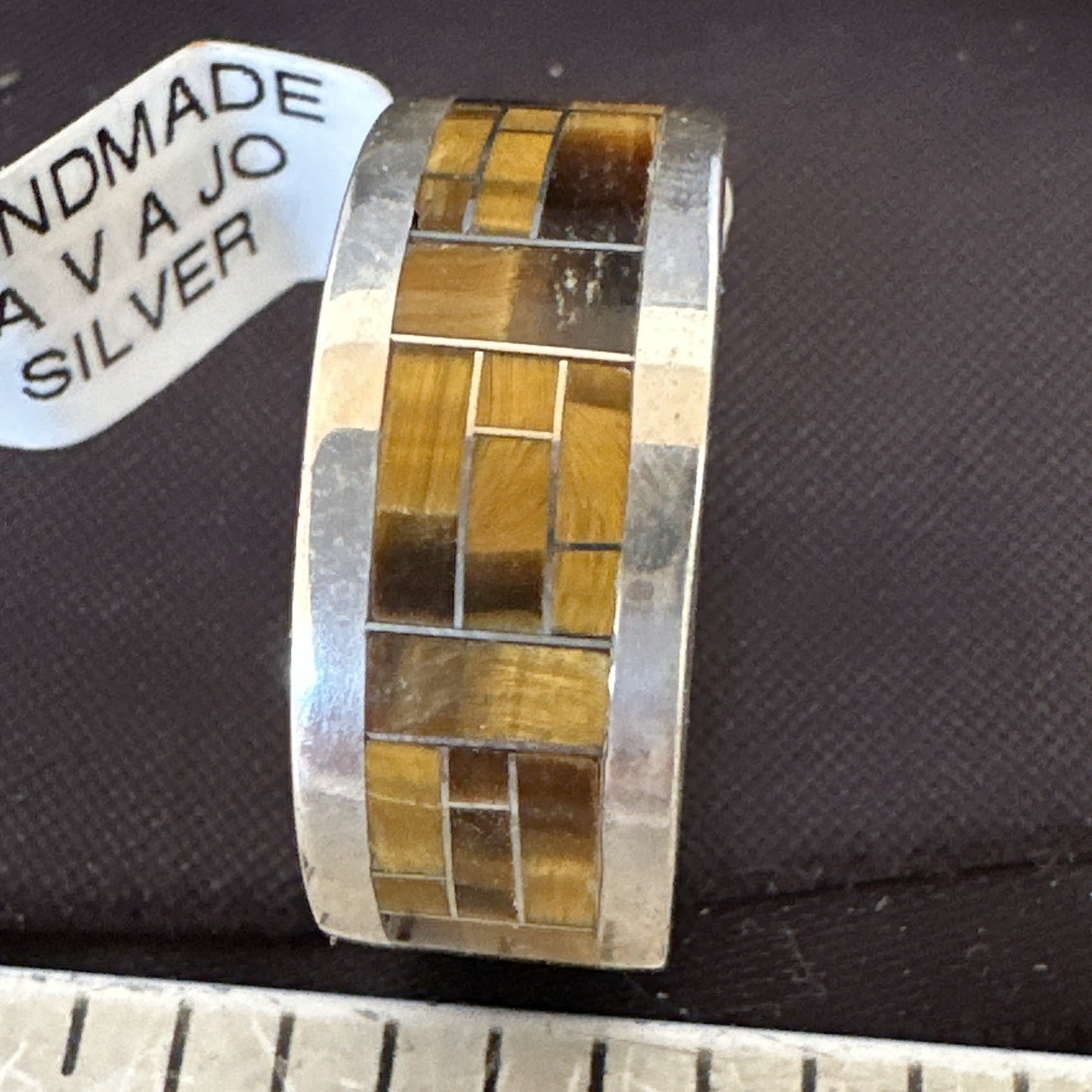 Brown Mens Infinity Band Tigers Eye Navajo Sterling Silver Ring Size 11 19051