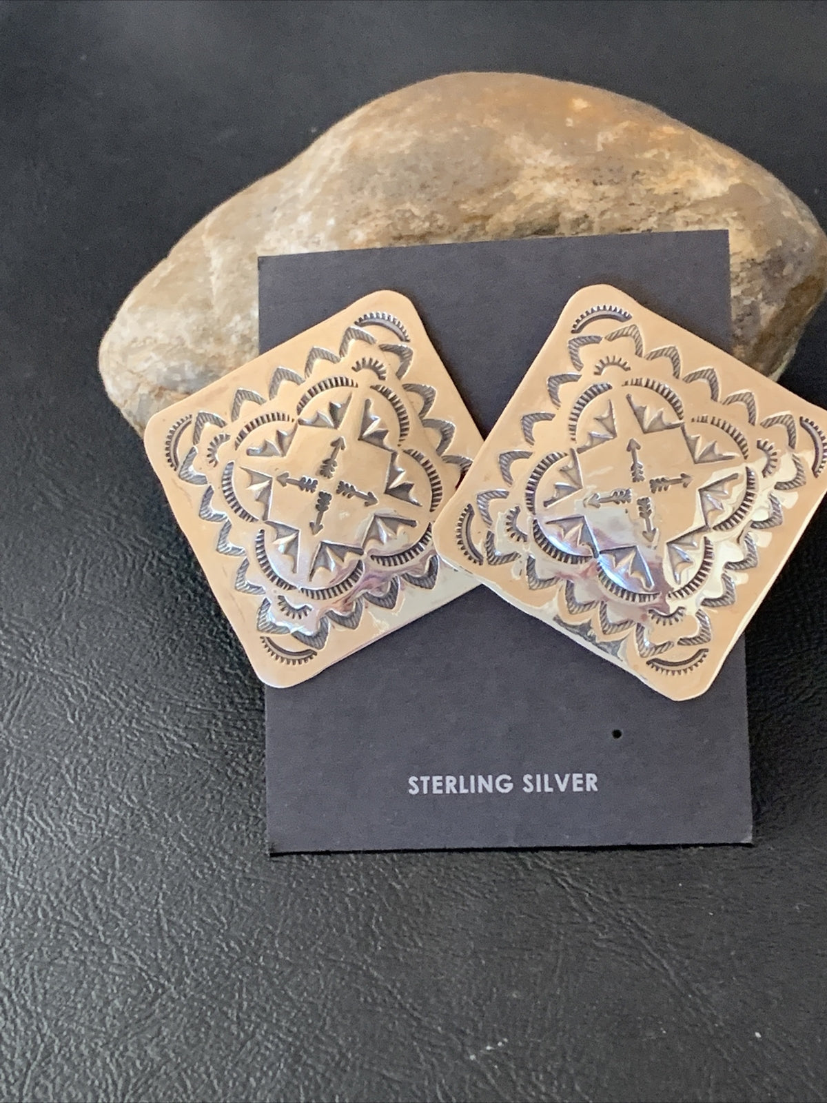 Womens Navajo Sterling Silver Earrings 01674