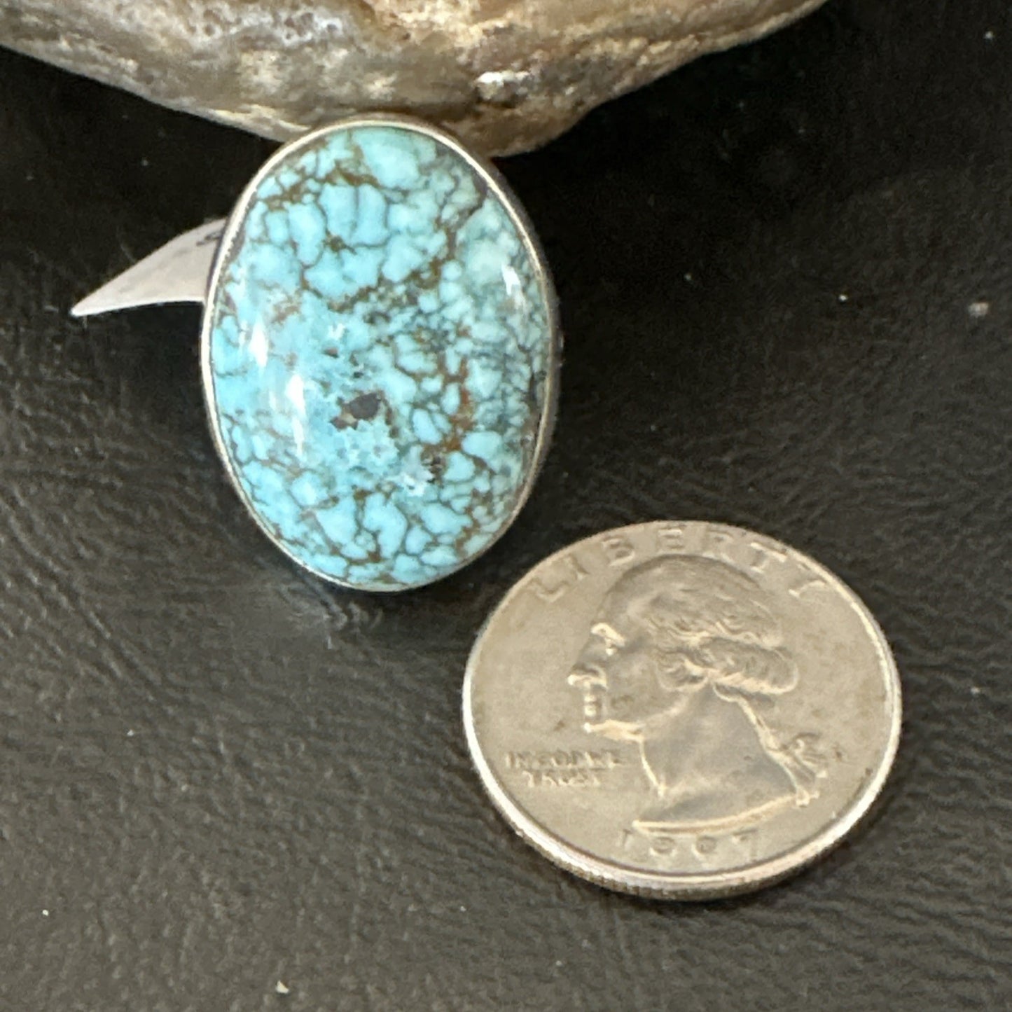 Blue Turquoise#8 Southwestern Sterling Silver Ring Size 7 19739