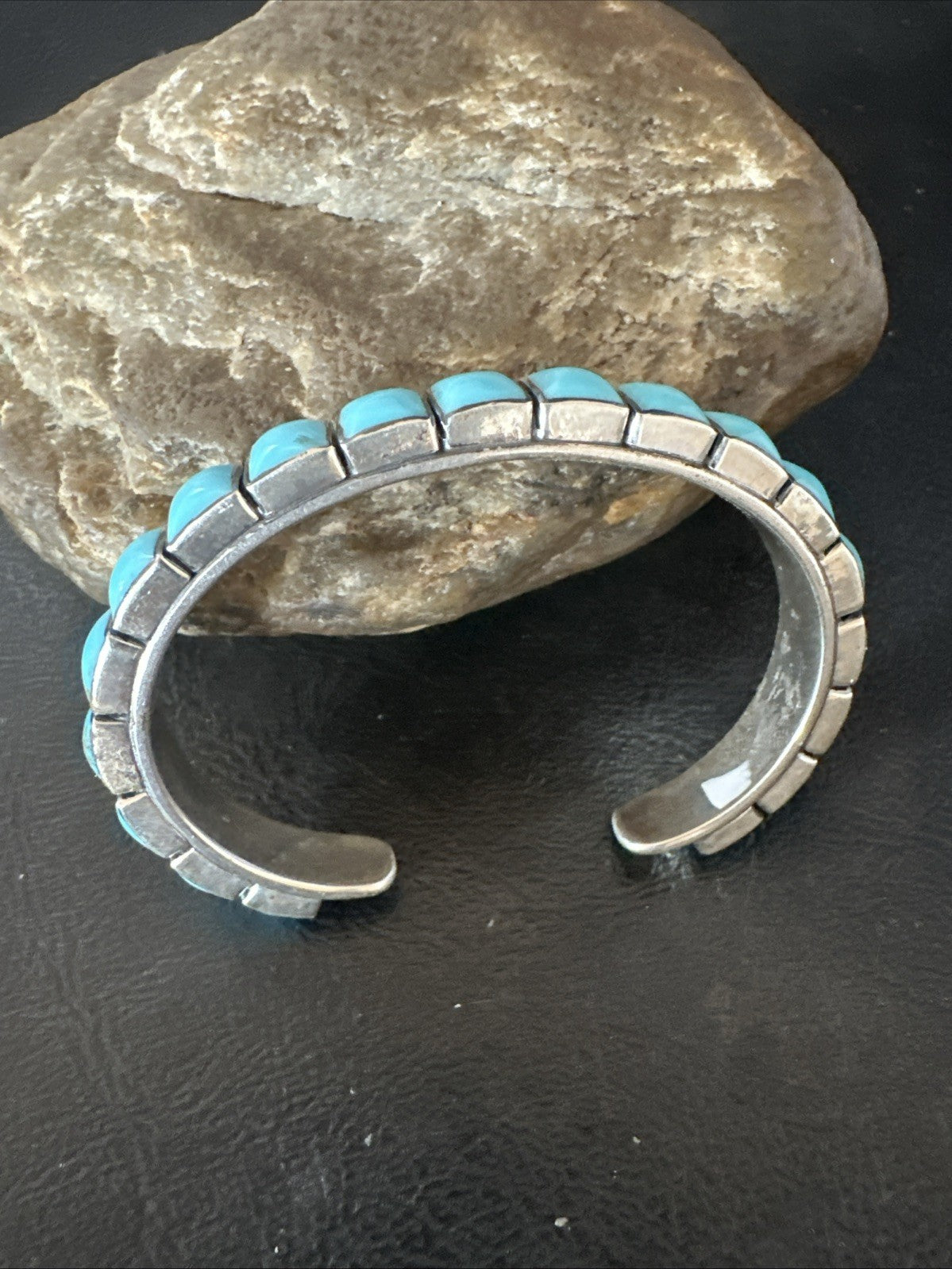 Blue Kingman SB Turquoise Navajo Sterling Silver Cuff Bracelet 6.5" 19069