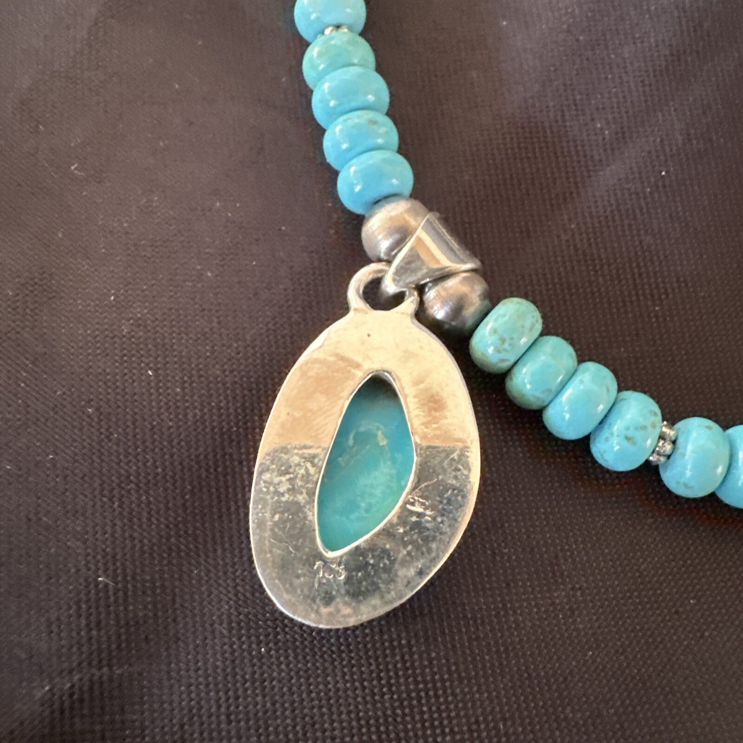 WoMens Blue Kingman Turquoise Pendant Navajo Sterling Silver Necklace 21" 18416