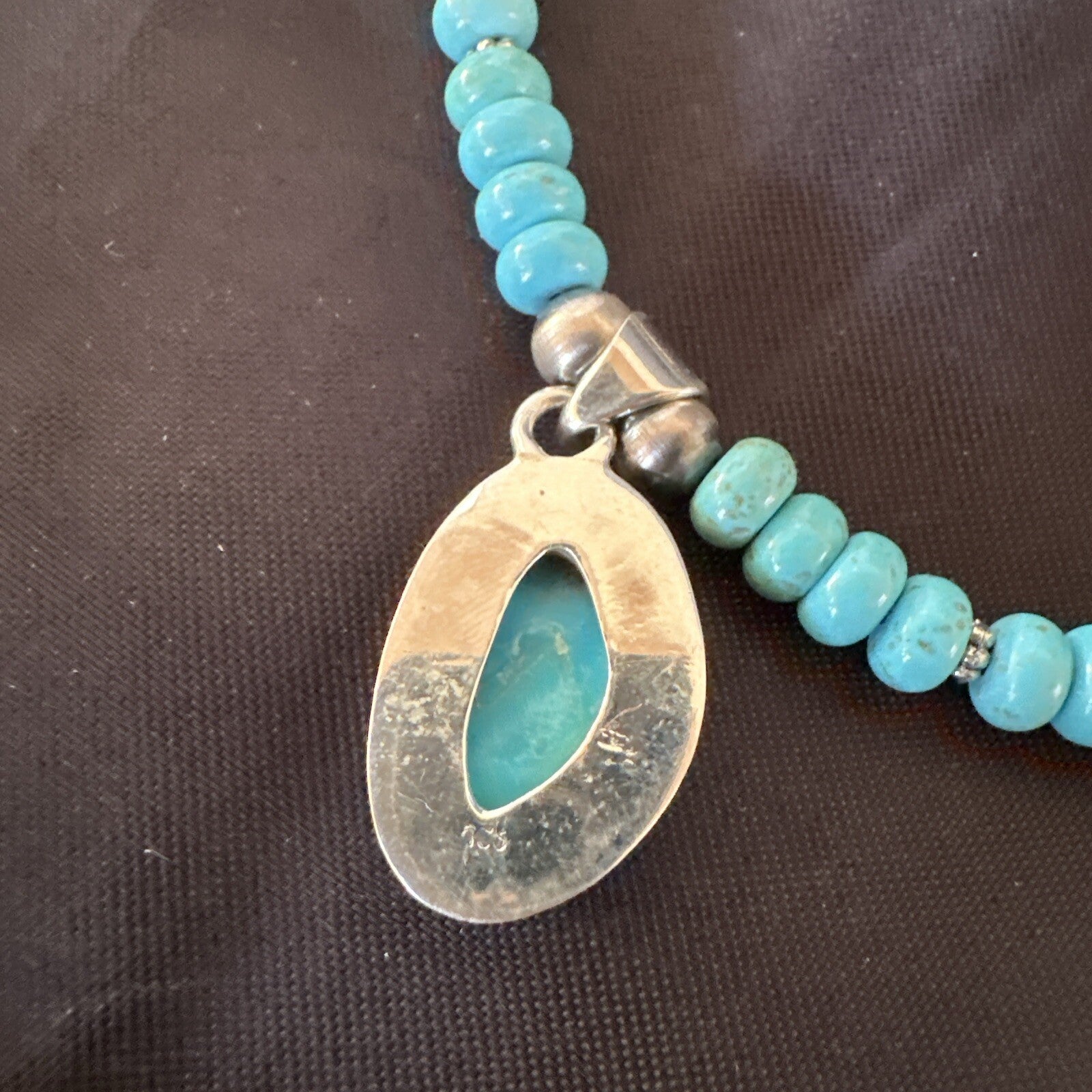 WoMens Blue Kingman Turquoise Pendant Navajo Sterling Silver Necklace 21" 18416