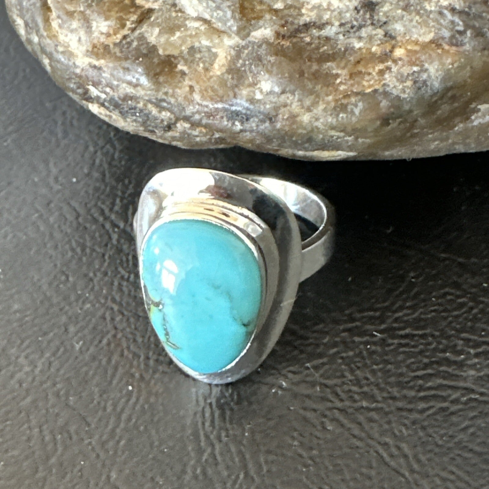Southwestern Sterling Silver Blue Kingman Turquoise Ring Size 9 18524