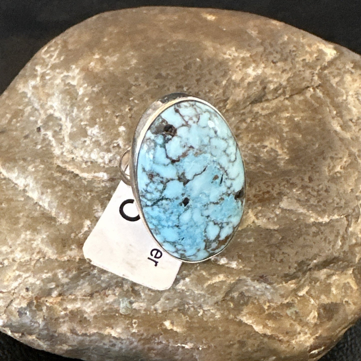 Blue Turquoise#8 Southwestern Sterling Silver Ring Size 5 19730