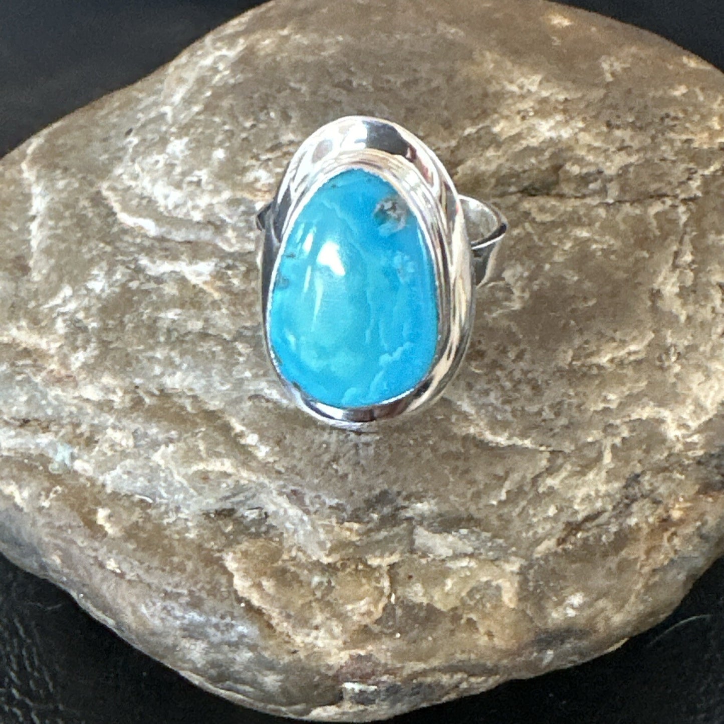 WoMens Sterling Silver Robin Egg Blue Kingman Turquoise Ring Size 9 17733
