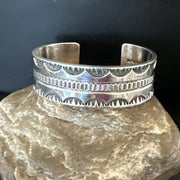 Stamped Cuff Bracelet Navajo | Sterling Silver | Authentic Native American Handmade | 18042
