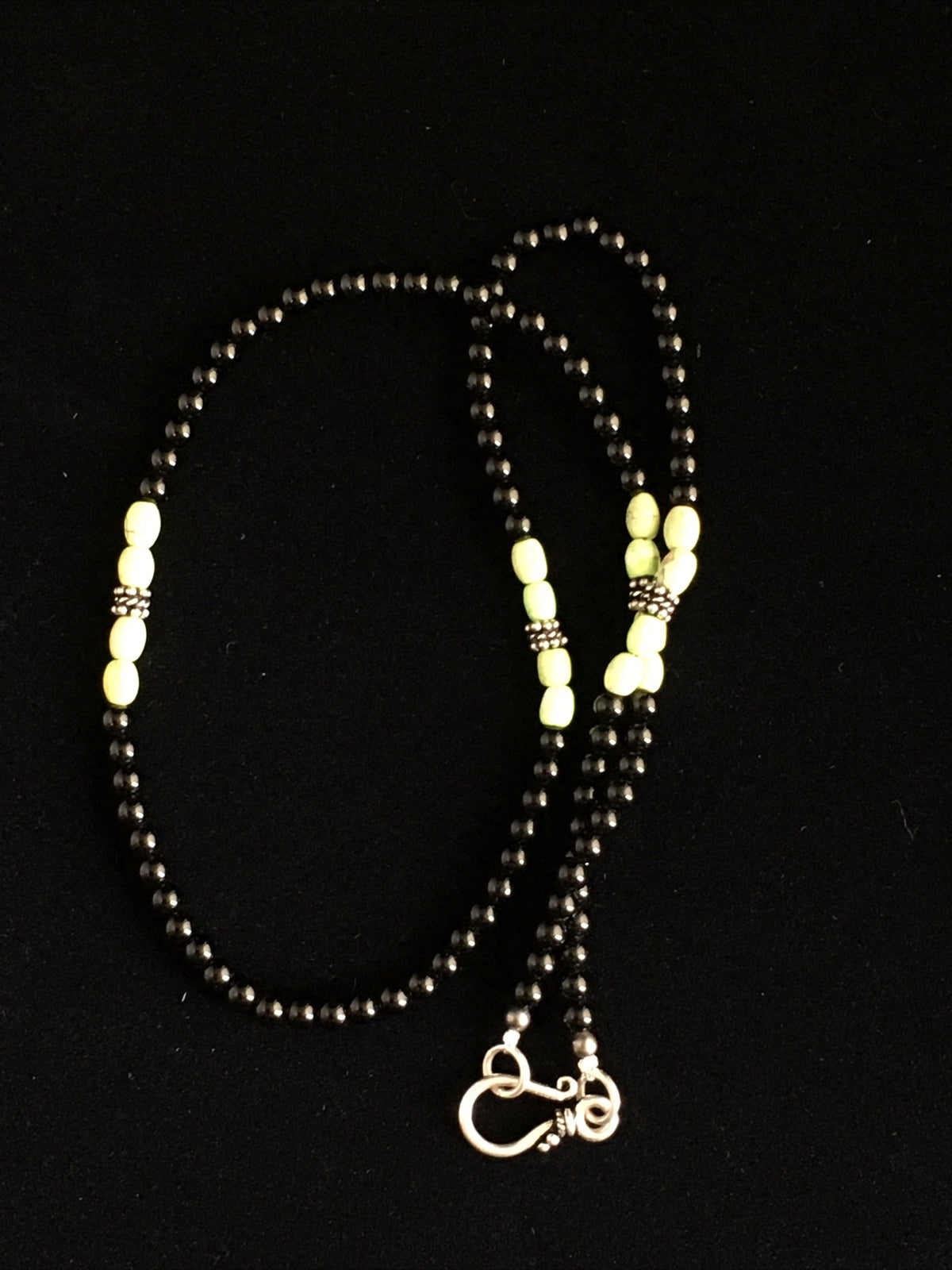 Mens Black Onyx Navajo Sterling Silver Necklace 18” 10014