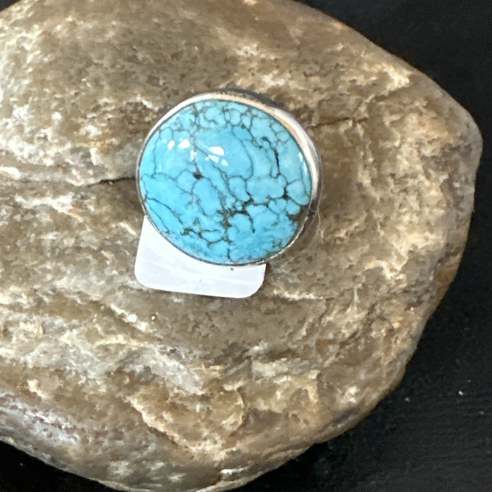 Blue Turquoise#8 Southwestern Sterling Silver Ring Size 8 19742