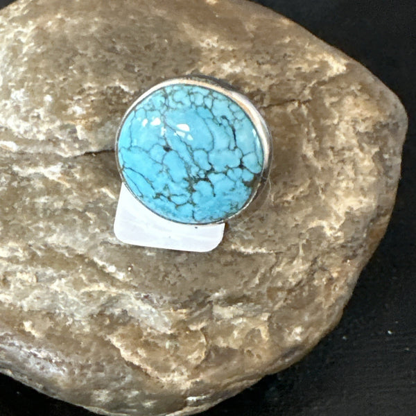 Blue Turquoise#8 Southwestern Ring Size 8 | Sterling Silver | Authentic Native American Handmade | 19742