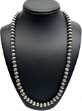 8mm Navajo Pearls 30"Single Strand Necklace | Sterling Silver | Authentic Native American Handmade
