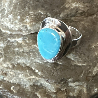 Southwestern Sterling Silver Blue Kingman Turquoise Ring Size 7 18510