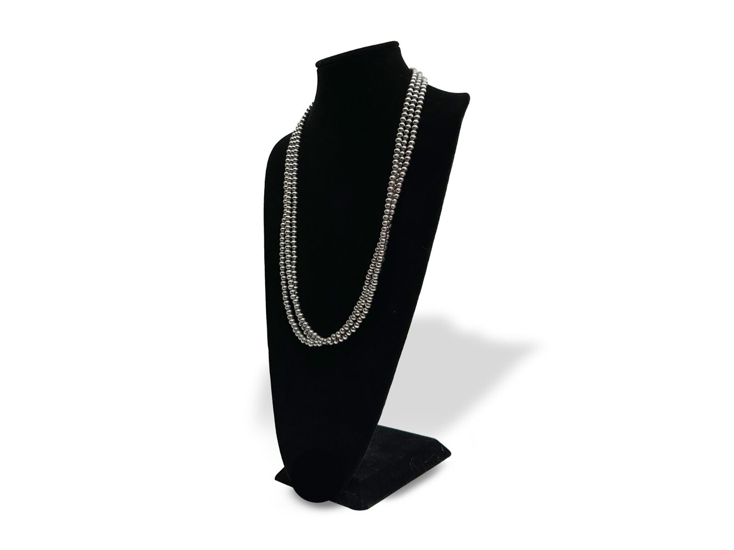 Native American 6mm Sterling Silver Navajo Pearls 72" Single Strand Necklace
