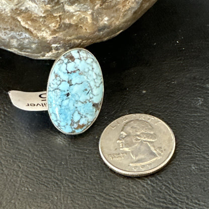 Blue Turquoise#8 Southwestern Sterling Silver Ring Size 5 19730