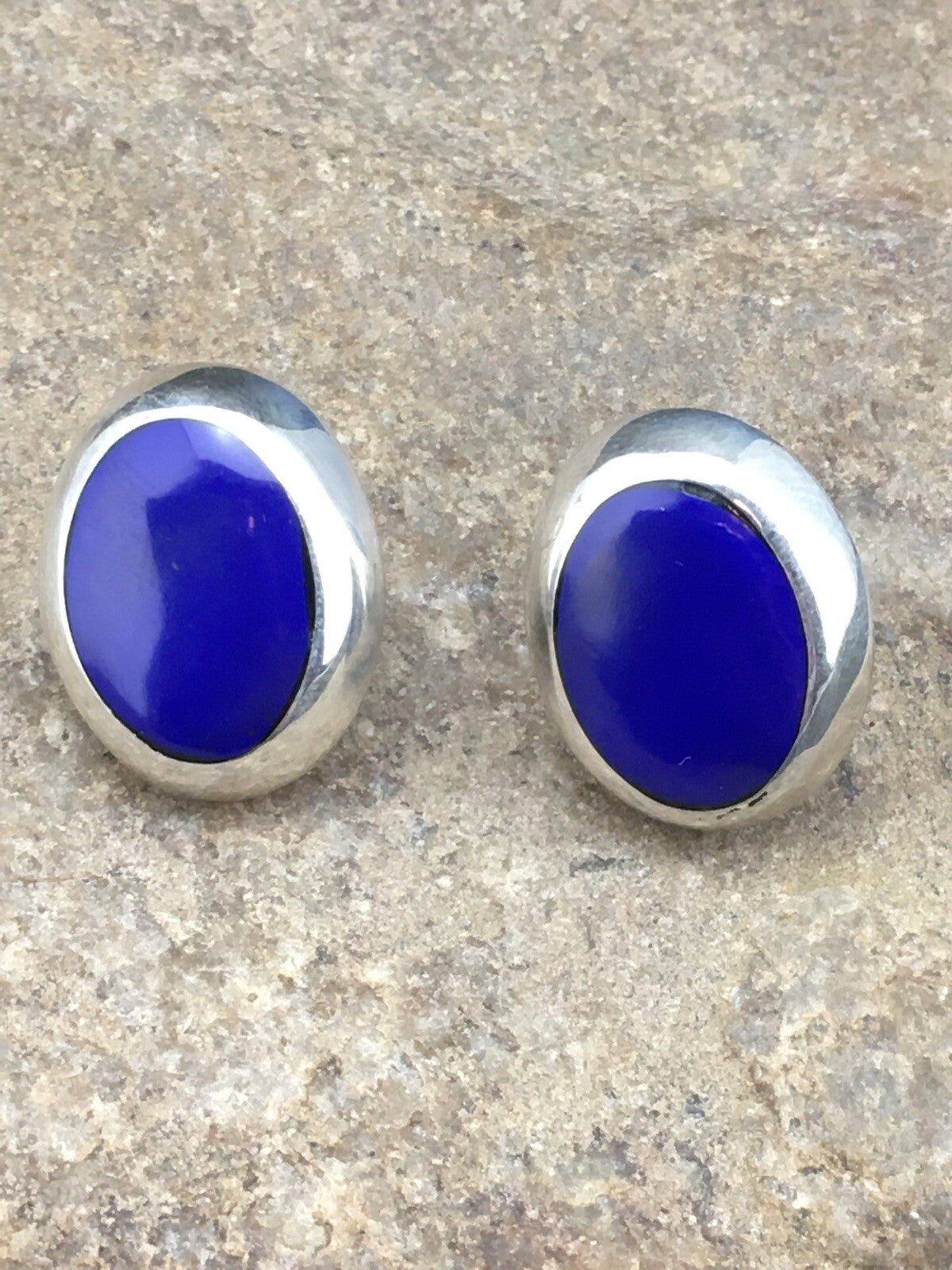 Blue Lapis Indian Navajo Sterling Silver Earrings 1999