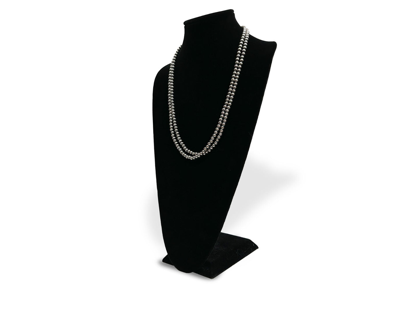 Native American 6mm Sterling Silver Navajo Pearls 48" Single Strand Necklace