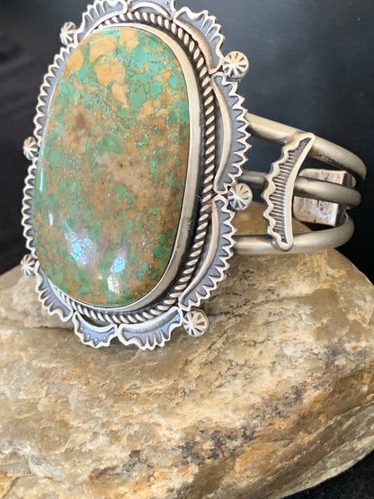 Mens Royston Turquoise Navajo Sterling Silver Cuff Bracelet 1163