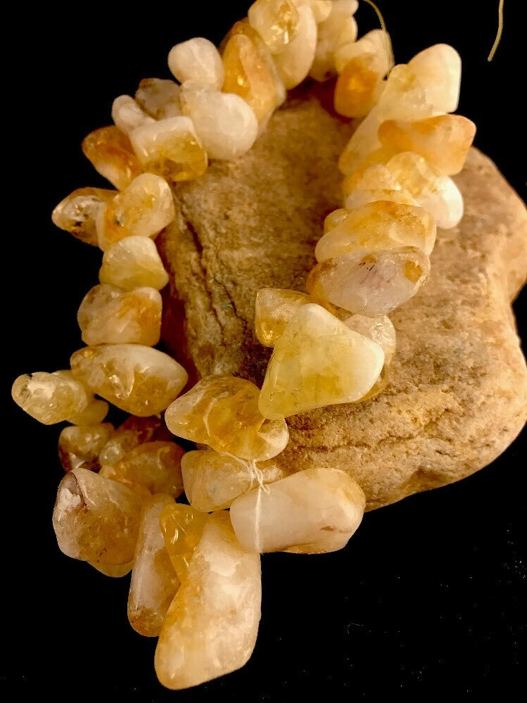 Yellow Citrine Large Strand Chunky Nuggets Bracelet 03851