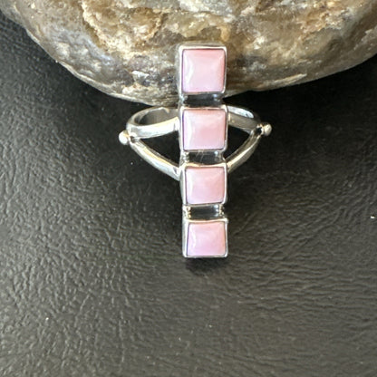 Gorgeous Square Pink Conch Cluster Ring Handmade Navajo Sz 9 18782